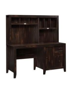 Sauder Dakota Pass Computer Desk With Hutch, Char Pine