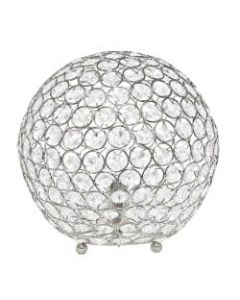 Elegant Designs Crystal Ball Table Lamp, 10inH, Silver