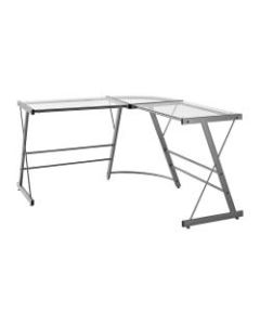 Ameriwood Home Glass L-Shaped Computer Desk, Gray