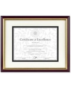 DAX Document & Certificate Frame With Matte, 11in x 14in Frame, Matted For 8-1/2in x 11in, 50% Recycled, Mahogany/Gold