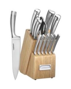 Cuisinart 15 Piece Cutlery Set with Block - 15 Piece(s) - 1 x Chefs Knife, 1 x Serrated Bread Knife, 1 x Slicer, 1 x Santoku Knife, 1 x Utility Knife, 1 x Paring Knife, 6 x Steak Knife - 8in Length Chefs Knife, 8in Length Serrated Bread Knife