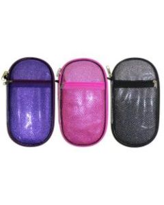 Inkology Glitter Oval Pencil Pouches, 5in x 9in, Assorted Colors, Pack Of 6 Pouches