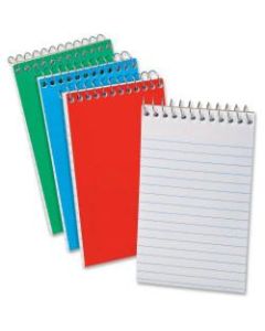 Ampad Wirebound Pocket Memo Books, 4in x 6in, 40 Sheets, Narrow Ruled, Assorted Colors, Pack Of 3