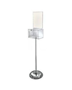 Azar Displays Plastic Suggestion Box, Adjustable Pedestal Floor Stand, With Lock, Large, 6 1/4inH x 9inW x 6 1/4inD, Clear
