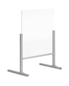 Bi-silque Glass Countertop Barrier w/ Passthrough - 23.6in Width x 16.7in Depth x 33.5in Height - 1 Each - Aluminum - Glass, Aluminum