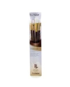 Princeton Real Value Series 9000 Brush Set 9147, Assorted Bristles, Synthetic, Brown, Set Of 4