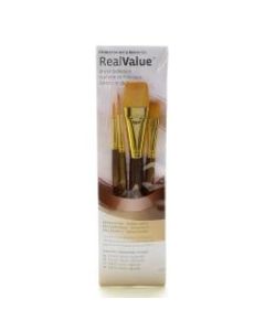 Princeton Real Value Series 9000 Brush Set 9146, Assorted Bristles, Synthetic, Brown, Set Of 4