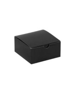 Partners Brand Black Gloss Gift Boxes 4in x 4in x 2in, Case of 100