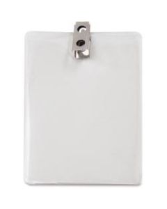 Advantus Vertical Badge Holder with Clip - 3in x 4in - Vinyl - 50 / Pack - Clear