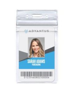 Advantus Vertical Re-sealable Badge Holders, 2 5/8in x 3 3/4in, Clear, Pack Of 50