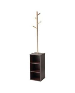 Adesso Hutch Storage Coat Rack, 69inH x 12inW x 12inD, Natural/Walnut