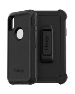 OtterBox Defender Carrying Case Apple iPhone XR Smartphone - Black - Slip Resistant, Dirt Resistant, Dust Resistant, Lint Resistant - Polycarbonate Shell, Holster, Synthetic Rubber - Belt Clip, Holster - 1 Pack