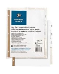 Business Source Tear-resistant Clear Tab Index Dividers - 5 x Divider(s) - 5 Tab(s)/Set - 8.5in Divider Width x 11in Divider Length - Letter - White Divider - Clear Tab(s) - 5 / Set