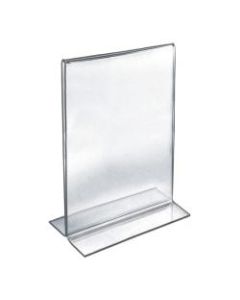Azar Displays Double-Foot 2-Sided Acrylic Vertical Sign Holders, 11in x 14in, Clear, Pack Of 10 Holders