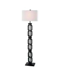 Kenroy Home Octo Floor Lamp, 59-1/2inH, White Shade/Glossy Black Base