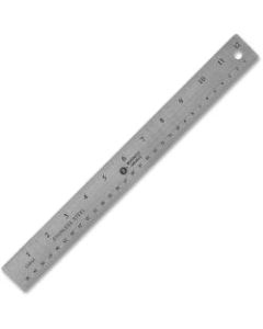 Business Source Nonskid Stainless Steel Ruler - 12in Length - 1/16, 1/32 Graduations - Metric Measuring System - Stainless Steel - 1 Each - Silver