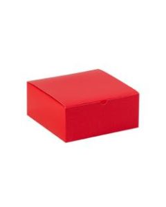 Partners Brand Holiday Red Gift Boxes 8in x 8in x 3 1/2in, Case of 100
