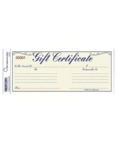 Rediform Gift Certificates with Envelopes - 8.50in x 3.66in - Blue - 25 / Pack