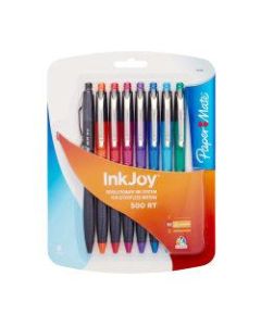 Paper Mate InkJoy 500RT Retractable Pens, Medium Point, 1.0 mm, Assorted Barrels, Assorted Ink Colors, Pack Of 8