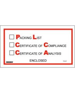 Partners Brand "Packing List/Cert of Compliance/Cert. of Analysis Enclosed" Envelopes 5 1/2in x 10in, Case of 1,000