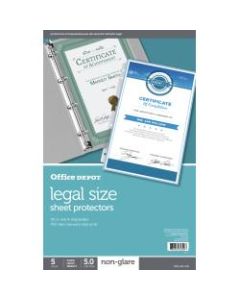 Office Depot Brand Legal Size Sheet Protectors, 8-1/2in x 14in, Clear, Non-Glare, Box Of 5
