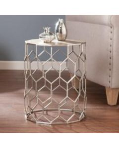 Southern Enterprises Clarissa Accent Table, Round, Antique Silver