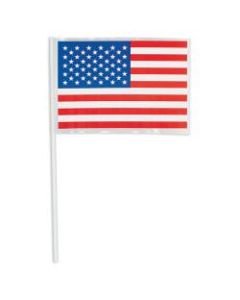Amscan Patriotic Plastic American Flags, 14-1/2in x 6-1/4in, Pack Of 48 Flags