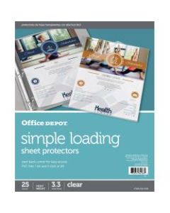 Office Depot Brand Simple-Loading Sheet Protectors, 8-1/2in x 11in, Clear, Pack of 25