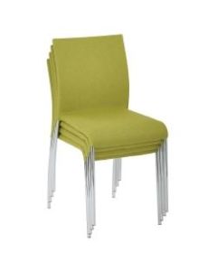 Ave Six Conway Stacking Chairs, Spring Green/Silver, Set Of 4