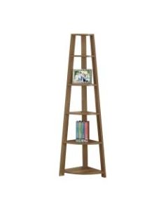 Monarch Specialties 5-Shelf Etagere Corner Bookshelf, Walnut
