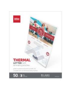 Office Depot Brand Laminating Pouches, Letter Size, 3 Mil, 9in x 11.5in, Pack Of 50