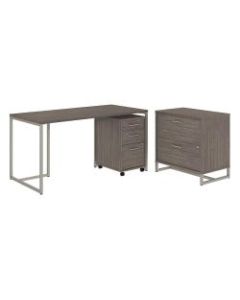kathy ireland Office by Bush Business Furniture Method Table Desk with File Cabinets, 60inW, Cocoa, Premium Installation