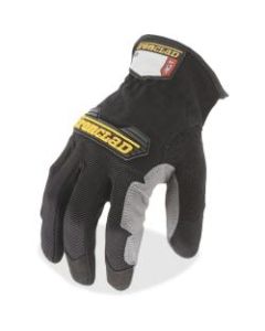 Ironclad WorkForce All-purpose Gloves - Large Size - Thermoplastic Rubber (TPR) Knuckle, Thermoplastic Rubber (TPR) Cuff, Synthetic Leather, Terrycloth - Black, Gray - Impact Resistant, Abrasion Resistant, Durable, Reinforced - For Multipurpose, Home