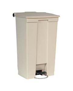 Rubbermaid Commercial Mobile Step-On Container - Step-on Opening - Overlapping Lid - 23 gal Capacity - Rectangular - Beige
