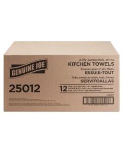 Genuine Joe Paper Towels - 2 Ply - 8in x 11in - 250 Sheets/Roll - White - Paper - Perforated, Absorbent, Soft, Chlorine-free - For Kitchen, Multipurpose, Hand, Breakroom - 12 / Carton