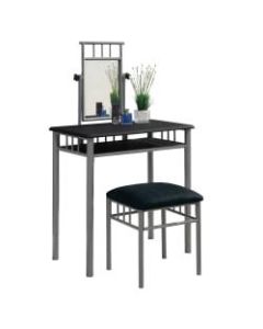 Monarch Specialties Nora Vanity Set, 50-1/2inH x 29inW x 16inD, Black/Silver