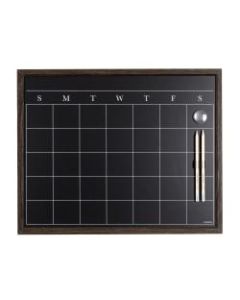 U Brands Magnetic Chalk Calendar Board, 16in x 20in, Rustic Aluminum Frame