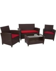 COSCO Malmo Outdoor 4-Piece Conversation Set, Red/Brown