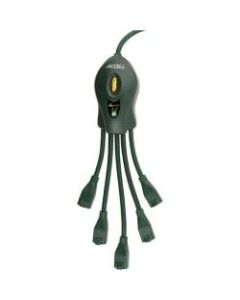 PowerSquid Outlet Multiplier - 3 ft / 0.9 m - 5 x AC Power - 3 ft Cord - 125 V AC Voltage - 1875 W - Wall Mountable - Dark Green