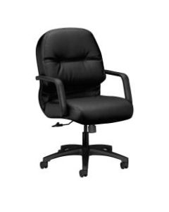 HON Pillow-Soft Bonded Leather Mid-Back Chair, Black