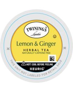 Twinings Lemon Ginger Decaffeinated Herbal Tea, 2.8 Oz, Carton Of 24