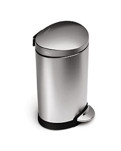 simplehuman Fingerprint-Proof Mini Semi-Round Can, 6L, Brushed Stainless Steel