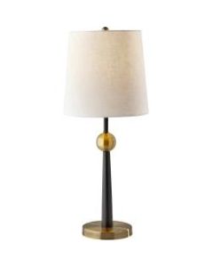 Adesso Francis Table Lamp, 29inH, Off-White Shade/Black & Antique Brass Base