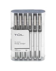 TUL Fine Liner Porous-Point Pens, Ultra-Fine, 0.4 mm, Silver Barrel, Black Ink, Pack Of 12 Pens