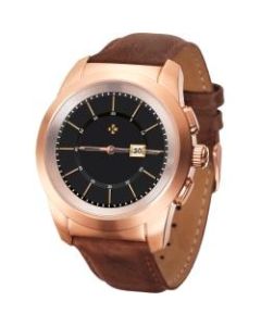 MyKronoz ZeTime Premium Hybrid Smartwatch, Regular, Brushed Pink Gold/Brown Vintage Leather, KRZT1RP-BPG-BRLEA