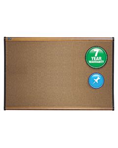 Quartet Select Prestige Color Cork Bulletin Board, 24in x 36in, Aluminum Frame With Maple Finish