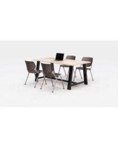 KFI Studios Midtown Table With 4 Stacking Chairs, Kensington Maple/Brownstone