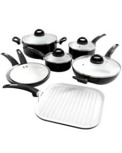 Oster Herstal 11-Piece Aluminum Cookware Set, Black