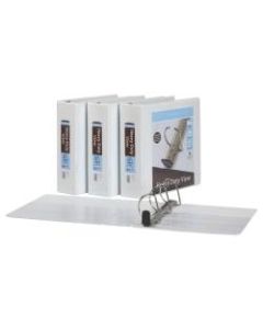 Office Depot Brand Heavy-Duty Easy-Open D-Ring View Binders, 3in Rings, White, Pack Of 4 Binders