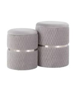 LumiSource Cinch Nesting Ottoman Set, Gold/Silver